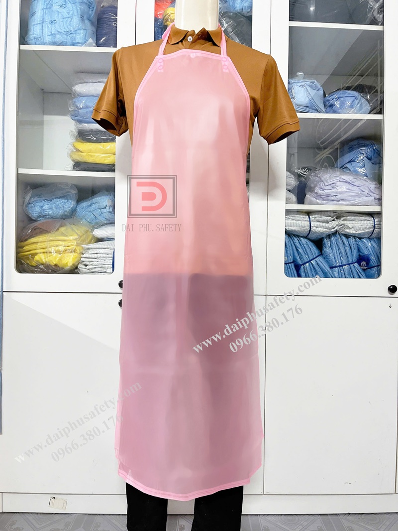 Tạp dề nhựa PVC chống nước màu hồng